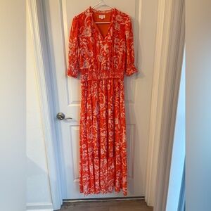 Pink Lily Vibrant Red Floral Maxi Dress